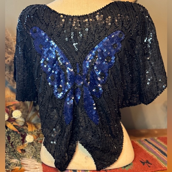 KAASVI | Women’s Sequin Butterfly Shaw | One Size - Picture 3 of 8